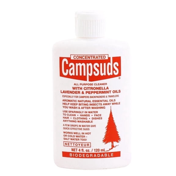 Campsuds Outdoor All Purpose Soap - Biodegradable -Environmentally Friendly - Great for Camping, Backpacking, Traveling - Citronella/Lavender/Peppermint, 4oz