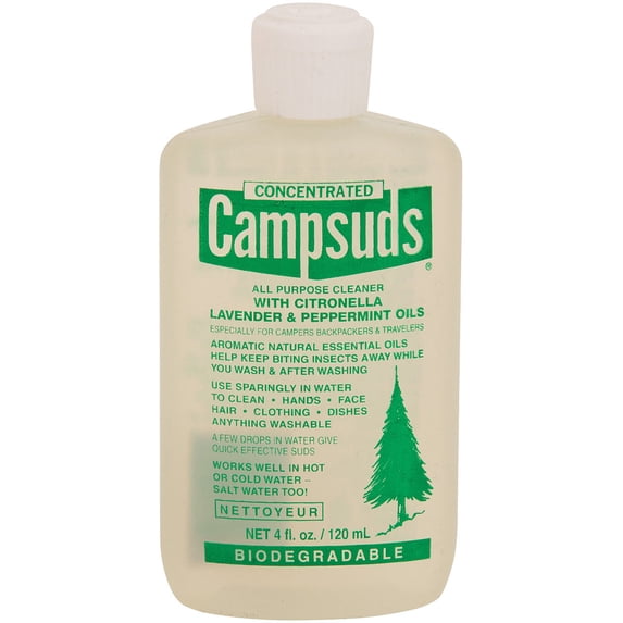 Campsuds Outdoor All Purpose Soap - Biodegradable -Environmentally Friendly - Great for Camping, Backpacking, Traveling - Citronella/Lavender/Peppermint, 4oz