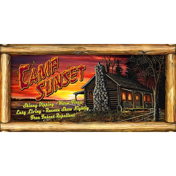 Camp Sunset Skinny Dipping Warm Fires Racoon Show Novelty Sign | Indoor/Outdoor | Funny Home Décor for Garages, Living Rooms, Bedroom, Offices | SignMission personalized gift Wall