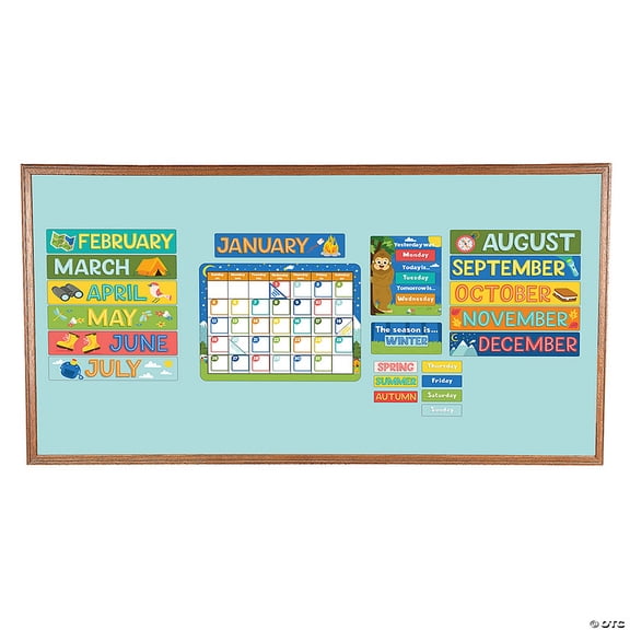 Camp-Themed Calendar Classroom Bulletin Board Set 161 Pieces