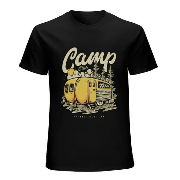 Camp Trailer in the Wild Vintage Illustration Tee | Camping Adventure Retro T-Shirt