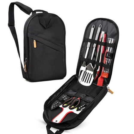 Camp Utensil Set Kitchen Cooking BBQ Grill Tool Kit with Organizer Bag, Clatine 12-Piece Travel Kitchen Grill Accessories Portable Compact Gear Cookware Kit for Camping RV Sailboat Backyard BBQ