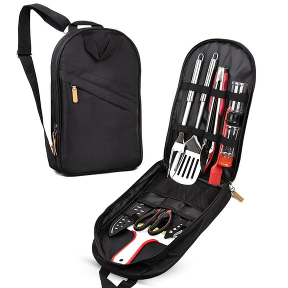 Camp Utensil Set Kitchen Cooking BBQ Grill Tool Kit with Organizer Bag, Clatine 12-Piece Travel Kitchen Grill Accessories Portable Compact Gear Cookware Kit for Camping RV Sailboat Backyard BBQ