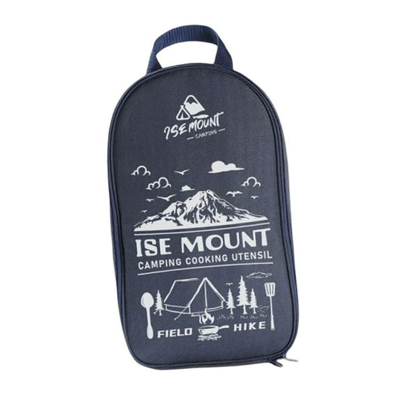 Camp Utensils Bag Durable Portable Wear Resistant Tableware Handbag Kitchen Utensil Organizer Travel Bag for Travel Cutlery Utensils Forks with Pattern Blue