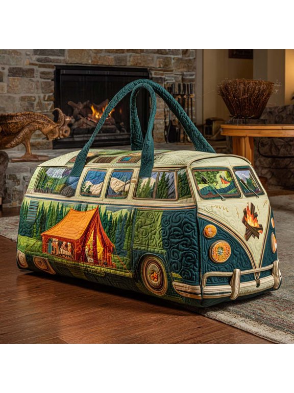 Camp Van Quilted Travel Bag, Custom Weekender Duffle, Lightweight Gym Bag, Vacation Gift