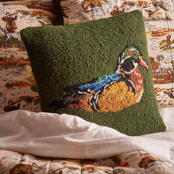 Camp Wandawega Wood Duck Hook Throw Pillow, 14" Square