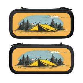 Camp Wild, Carrying Case For Nintendo Switch & OLED Version, Eva Lightweight Shockproof Protective Pouch Case for Game Console & Accessories with 10 Game Card Slot & Wristband, Black