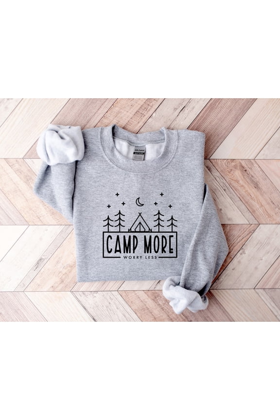 Camp More Worry Less Sweatshirt, Camp Sweater, Camp Life Leopard Shirt, Camping Crew Shirt, Camping Shirt, Leopard Sweatshirt, Adventure Shirt All Size S-5Xl