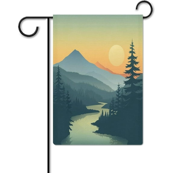 Camp with Mountain Garden Flags 12x18 Double Sided Mountain Adventure Seasonal Welcome Outdoor Banner Yard Flags for Patio Lawn Home Outdoor Decor