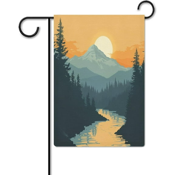 Camp with Mountain Garden Flags 12x18 Double Sided Mountain Adventure Seasonal Welcome Outdoor Banner Yard Flags for Patio Lawn Home Outdoor Decor