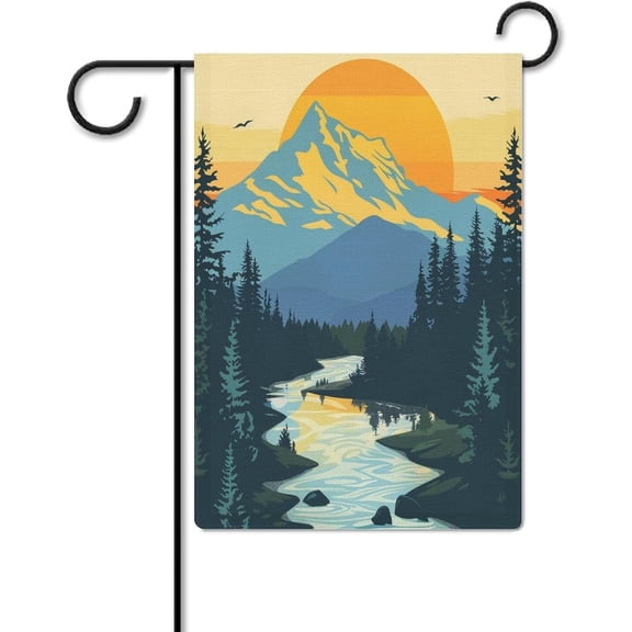 Camp with Mountain Garden Flags 12x18 Double Sided Mountain Adventure Seasonal Welcome Outdoor Banner Yard Flags for Patio Lawn Home Outdoor Decor