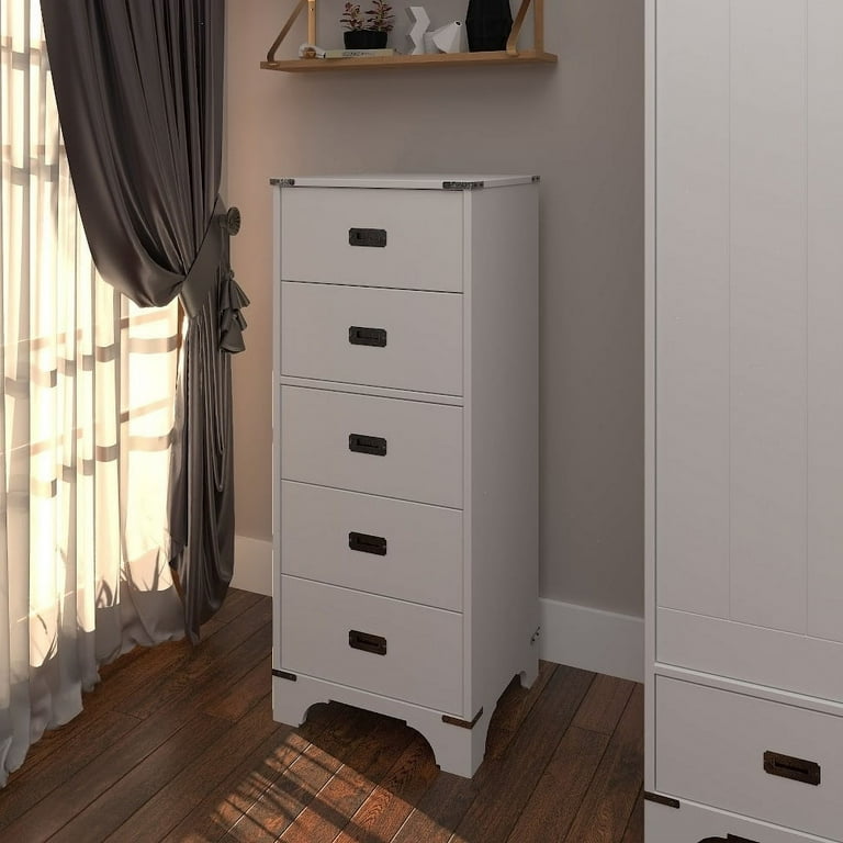 Homfa 5 Drawer White Bedroom Dresser, Modern Vertical Dresser Drawers Wood  Organizer for Living Room Entryway Small Spaces