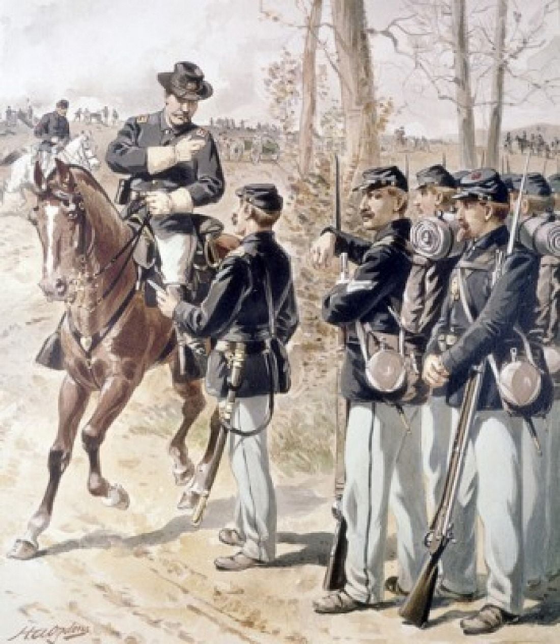 Campaign Uniforms Field Line and Non-Com Officers by Henry Alexander Ogden (1856-1936) Canvas Art - Henry Alexander Ogden (18 x 24)