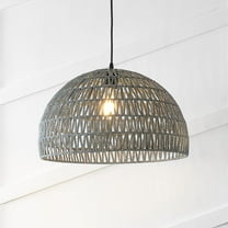 JONATHAN Y Campana 20" 1-Light Bohemian Modern Woven Rope/Iron LED Pendant, Gray