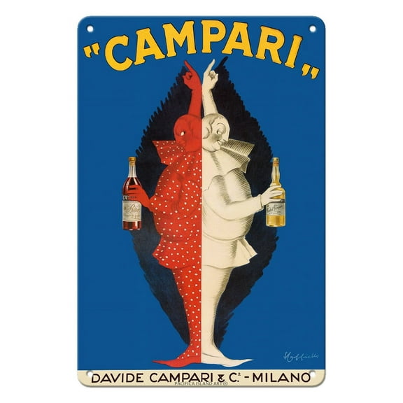Campari - Davide Campari & Co. - Milano Italy - Vintage Advertising Poster by Leonetto Cappiello c.1921 - 8 x 12 inch Vintage Metal Tin Sign