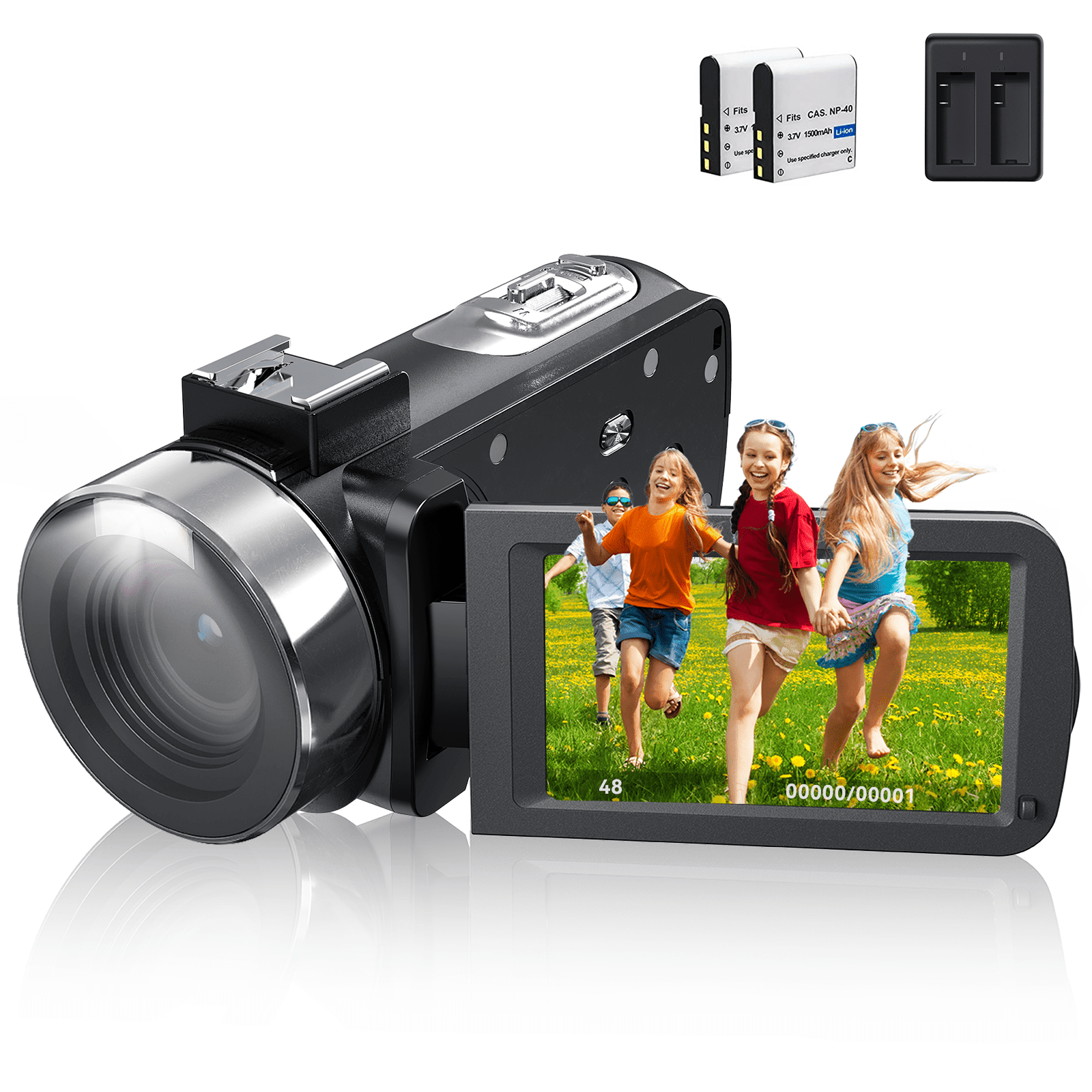 Campark 1080P 30FPS Video Camera 48MP Photo 3" 270° Screen Digital Camcorder for Kids Teens Students