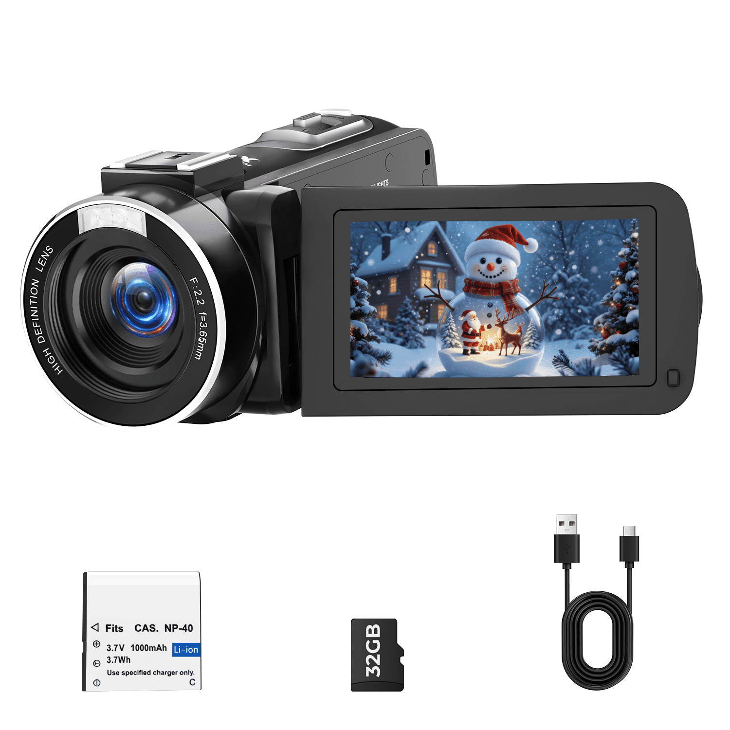 Campark 1080P Video Camera Camcorder 48MP Vlogging Camera for YouTube 3" 270° Screen