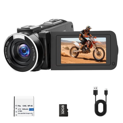 Campark 1080P Video Camera Camcorder 48MP Photo 3" 270°Rotatable Screen Digital Vlogging Cameras for YouTube