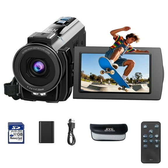 Campark 4K 30FPS Video Camera 48MP Camcorder with IR Night Vision 16X Digital Zoom 3.0" Touch Screen