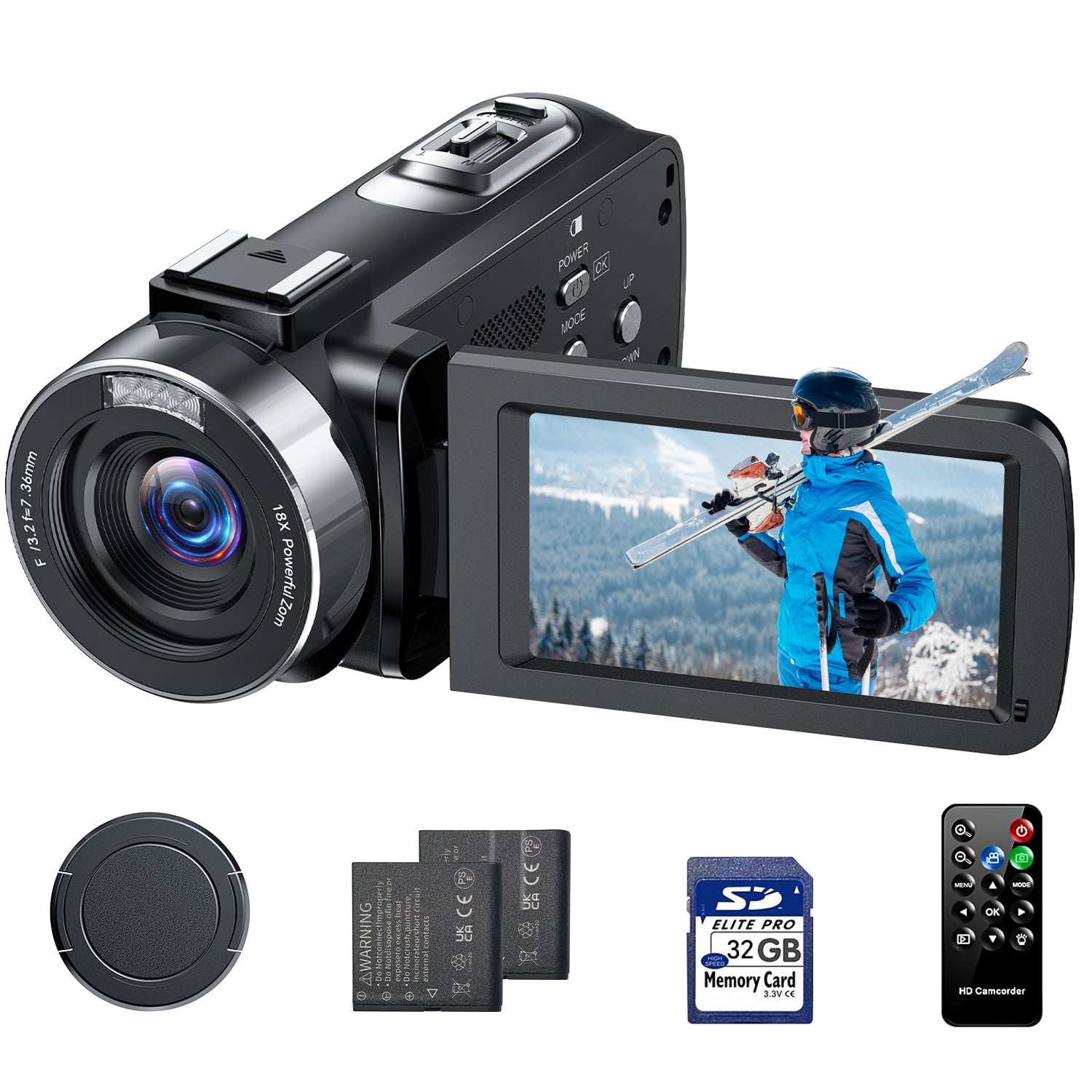 Campark 4K Video Camera Digital Camcorder 42MP Vlogging Camera for YouTube with LED Light