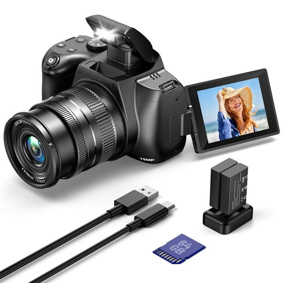 Campark 72MP Digital Camera with 12X Option Zoom Autofocus 4K/30FPS Video, WiFi, 64GB Card