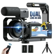 Campark AC09 4K 30FPS Video Camera 56MP Photo Dual Lens 3”Touch Screen Digital Camcorder for Vlogging Youtube