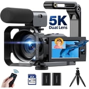 Campark 5K Video Camera Camcorder Dual Lens 3”Touch Screen 56MP Digital Vlogging Cameras for YouTube with Microphone