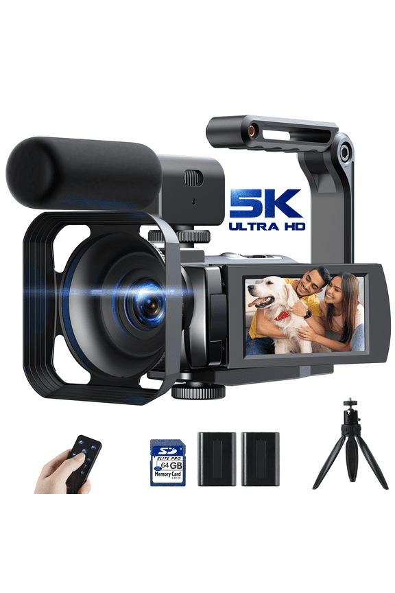 5K Camcorder Video Camera 3" Touch Screen 56MP Vlogging Cameras for YouTube with Microphone