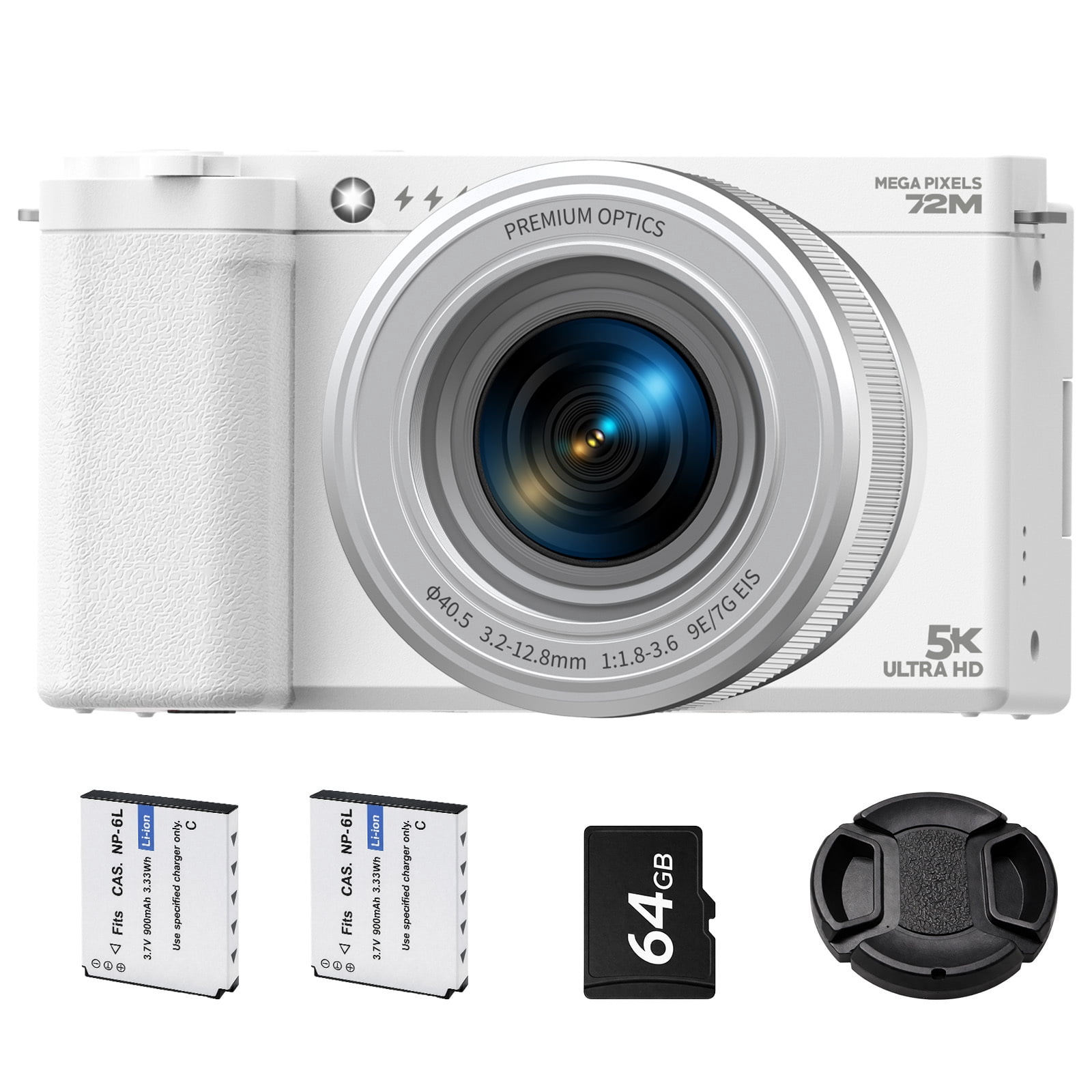 Campark AC26 72MP Digital Camera for Photography with 6X Optical Zoom Ultra HD Autofocus 5K Video Camara Digital