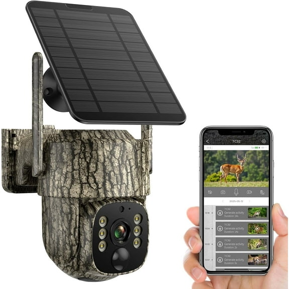 CAMPARK Cellular Trail Camera- 4G LTE with Unlimited Data, 360 View FHD Live Streaming Solar Panel Night Vision Motion Detection Two-Way Audio Game Camera for Hunting & Outdoor Security