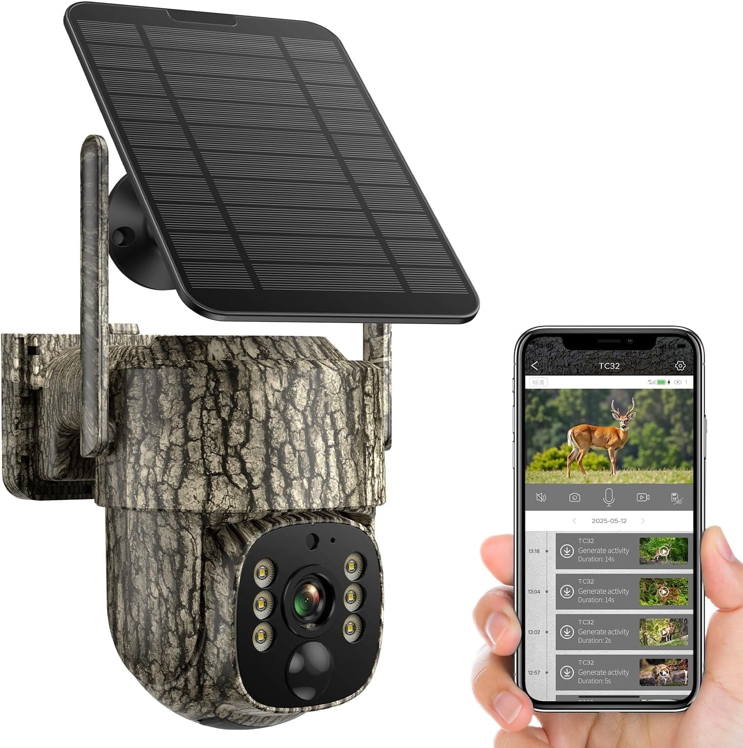 CAMPARK Cellular Trail Camera- 4G LTE with Unlimited Data, 360° View FHD Live Streaming Solar Panel Night Vision Motion Detection Two-Way Audio Game Camera for Hunting & Outdoor Security