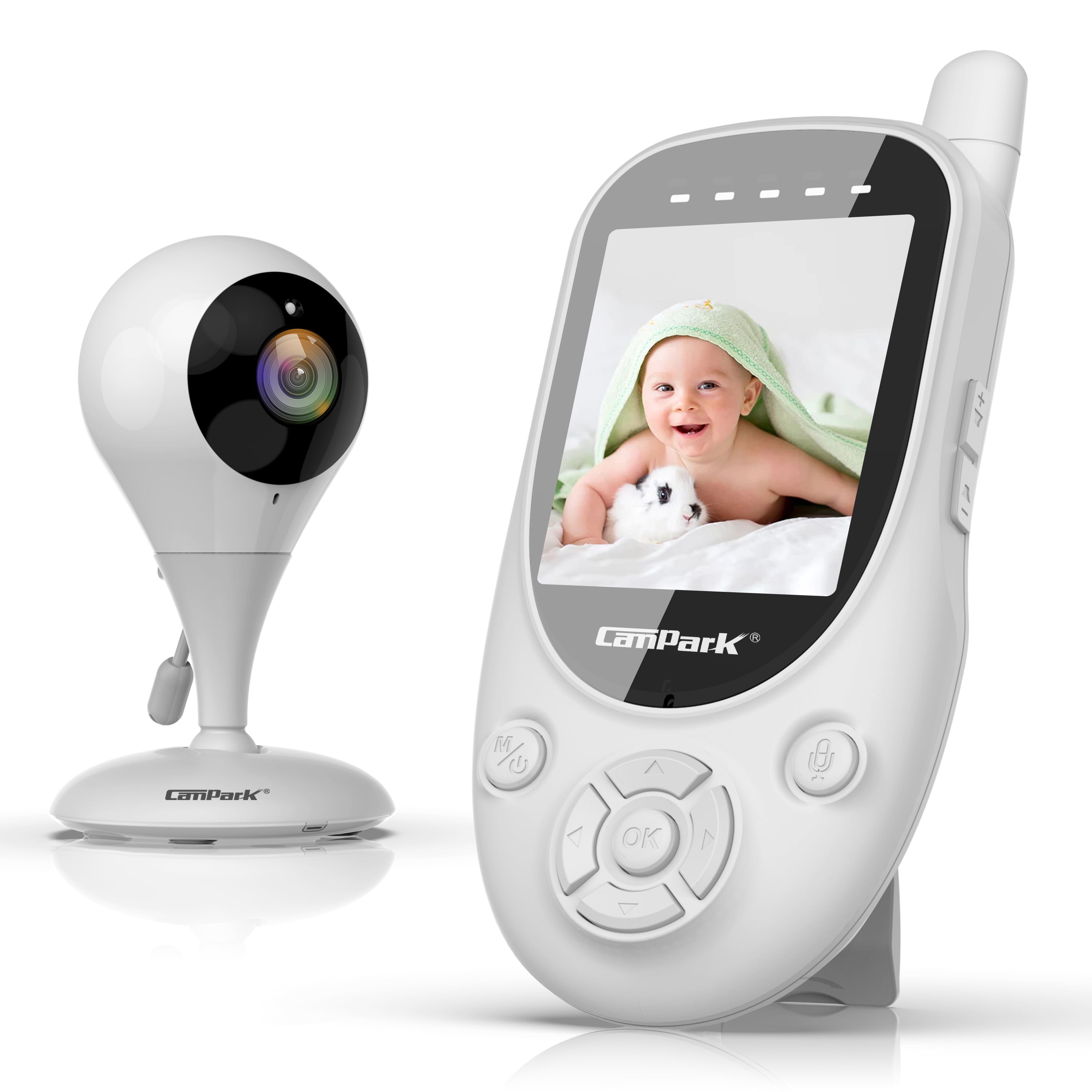 Febfoxs Baby Monitor 1080P with Camera & Audio, 4.3 LCD Screen  Pan&Tilt&Zoom, Two-Way Talk, Auto Night Vision,Tem-Sensor, No Wifi