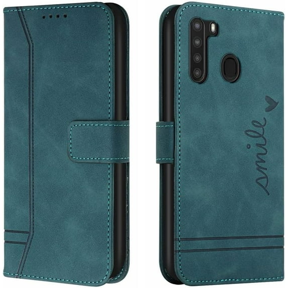 Campatible with Samsung Galaxy A21 Case, Galaxy A21 Wallet case with Card Holder Kickstand Magnetic Premium PU Leather Flip Shockproof Protective Case for Samsung Galaxy A21 Green HX