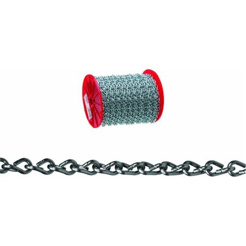 Campbell 0721627 Low Carbon Steel Double Jack Chain, Zinc plated, #16 Trade, 0.06" Diameter, 11 lbs Load Capacity, 200 Feet Reel