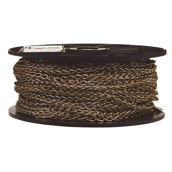 Campbell 0721667 Double Jack Chain on Reel, Brass Glo Finish, #16 Trade, 0.06" Diameter, 200' Length, 11 lbs Load Capacity