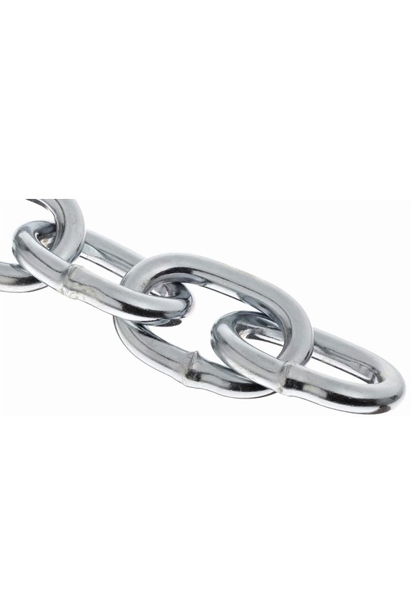 0722957 Low Carbon Steel Passing Link Chain on Reel, Zinc Plated, 2/0 Trade, 0.18" Diameter, 50' Length, 450 lb. Load Capacity