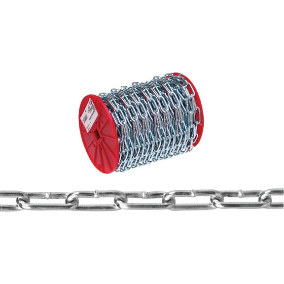 Campbell 0726827 Low Carbon Steel Straight Link Coil Chain on Reel, Zinc Plated, #2 Trade, 0.15" Diameter, 125' Length, 310 lbs Load Capacity