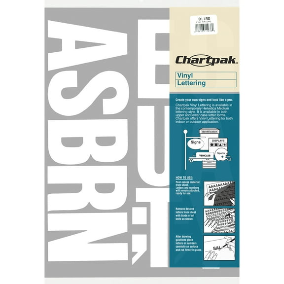 Chartpak 4" White Vinyl Capital Letters