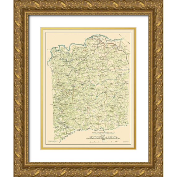 Campbell 12x14 Gold Ornate Wood Framed with Double Matting Museum Art Print Titled - Spotsylvania Virginia - Campbell 1863