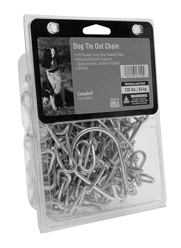 Campbell 3209507 DOG TIE OUT CHAIN, 2/0 X 20 FT ZINC