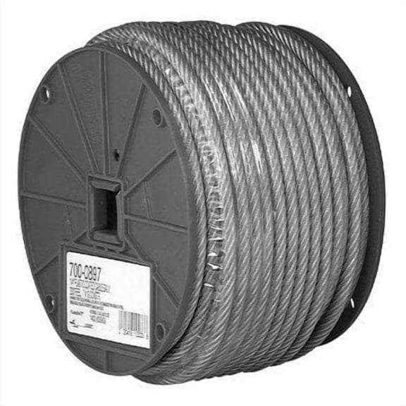 Campbell Chain Clear Vinyl Galvanized Steel 1/4 in. Dia. x 200 ft. L Aircraft Cable