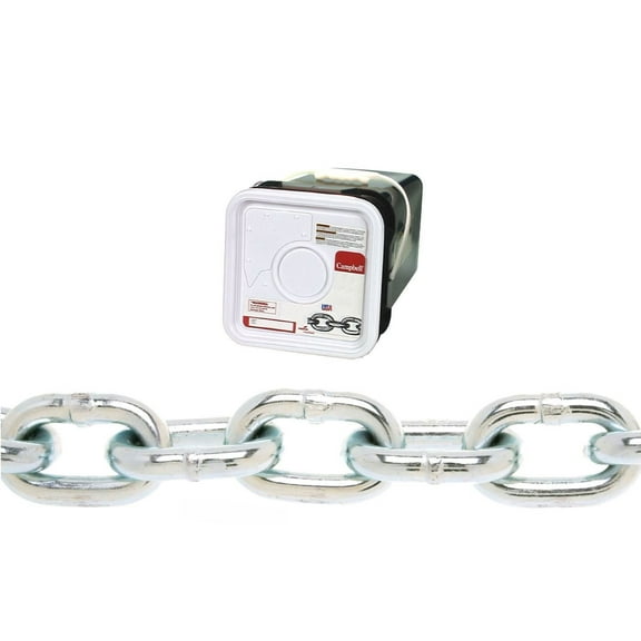 Campbell Chain & Fittings 0143536 Grade 30 Proof Coil Chain, 5/16", Galvanized, 75 ft, Square Pail