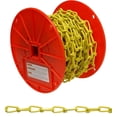 thumbnail image 1 of Campbell PD0722087 Low Carbon Steel Inco Double Loop Chain on Reel, Yellow Polycoated, 2/0 Trade, 0.14" Diameter, 50' Length, 255 lbs Load Capacity, 1 of 3