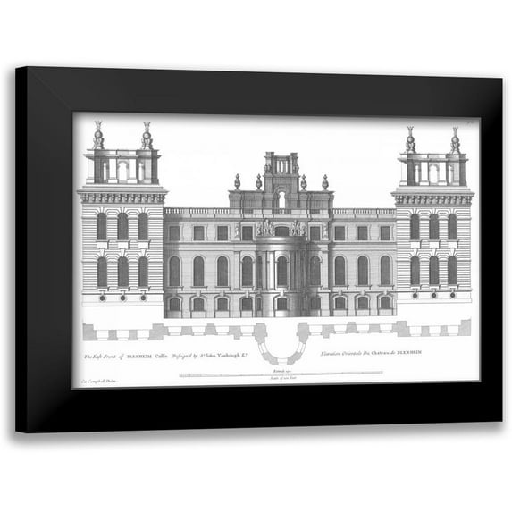 Campbell, Colin 14x11 Black Modern Framed Museum Art Print Titled - Elevation, East Front Blenheim Palace