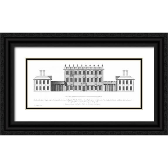 Campbell, Colin 18x10 Black Ornate Wood Framed with Double Matting Museum Art Print Titled - North Elevation, Cliveden