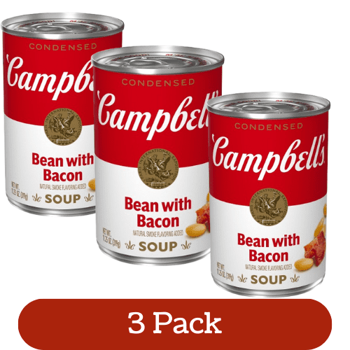 Campbell Condensed Bean with Bacon Soup, Natural Smoke Flavoring Added, 11.25 oz Can (3 Pack)