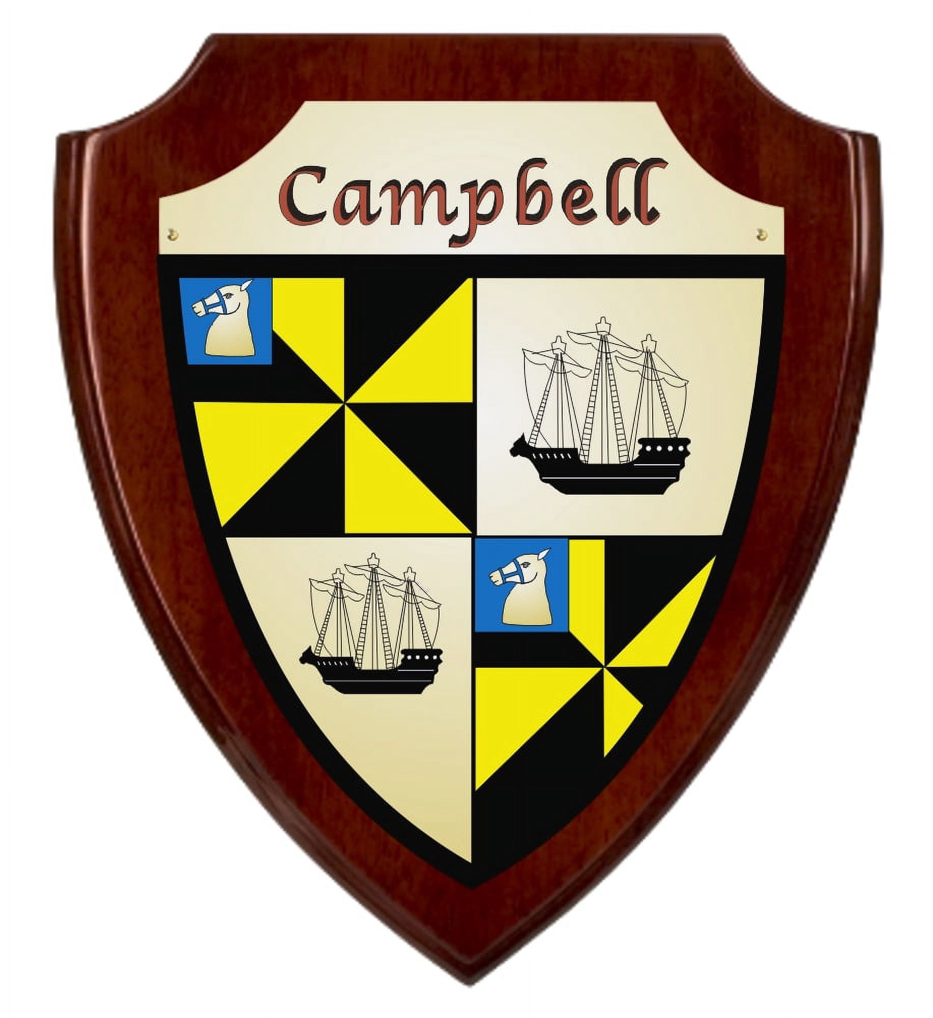 Campbell Irish Coat of Arms Shield Plaque - Rosewood Finish
