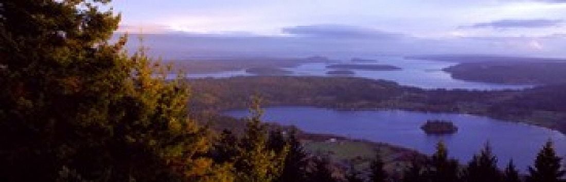 Campbell Lake and Whidbey Island WA Canvas Art - Panoramic Images (38 x 12)