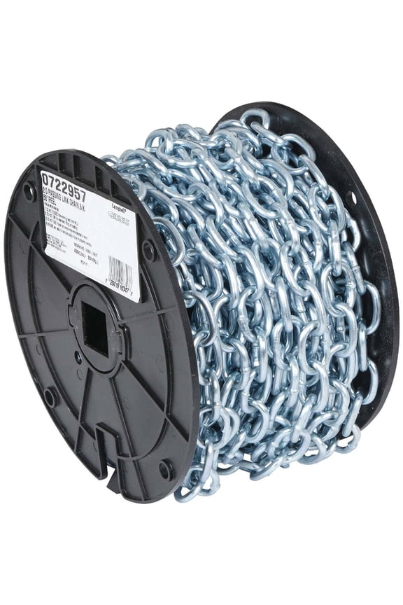 Campbell Low-Carbon Steel Coil Chain - Zinc-Plated, Passing Link - 50 Ft, #2/0 Residential Use, Standard Application