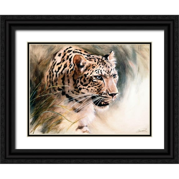 Campbell, Robert 18x14 Black Ornate Wood Framed with Double Matting Museum Art Print Titled - Leopards Lair